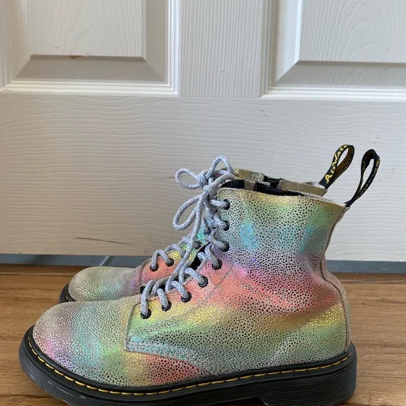 Dr. Martens Kids Rainbow Holographic Lace-Up Boots - Picture 6 of 6